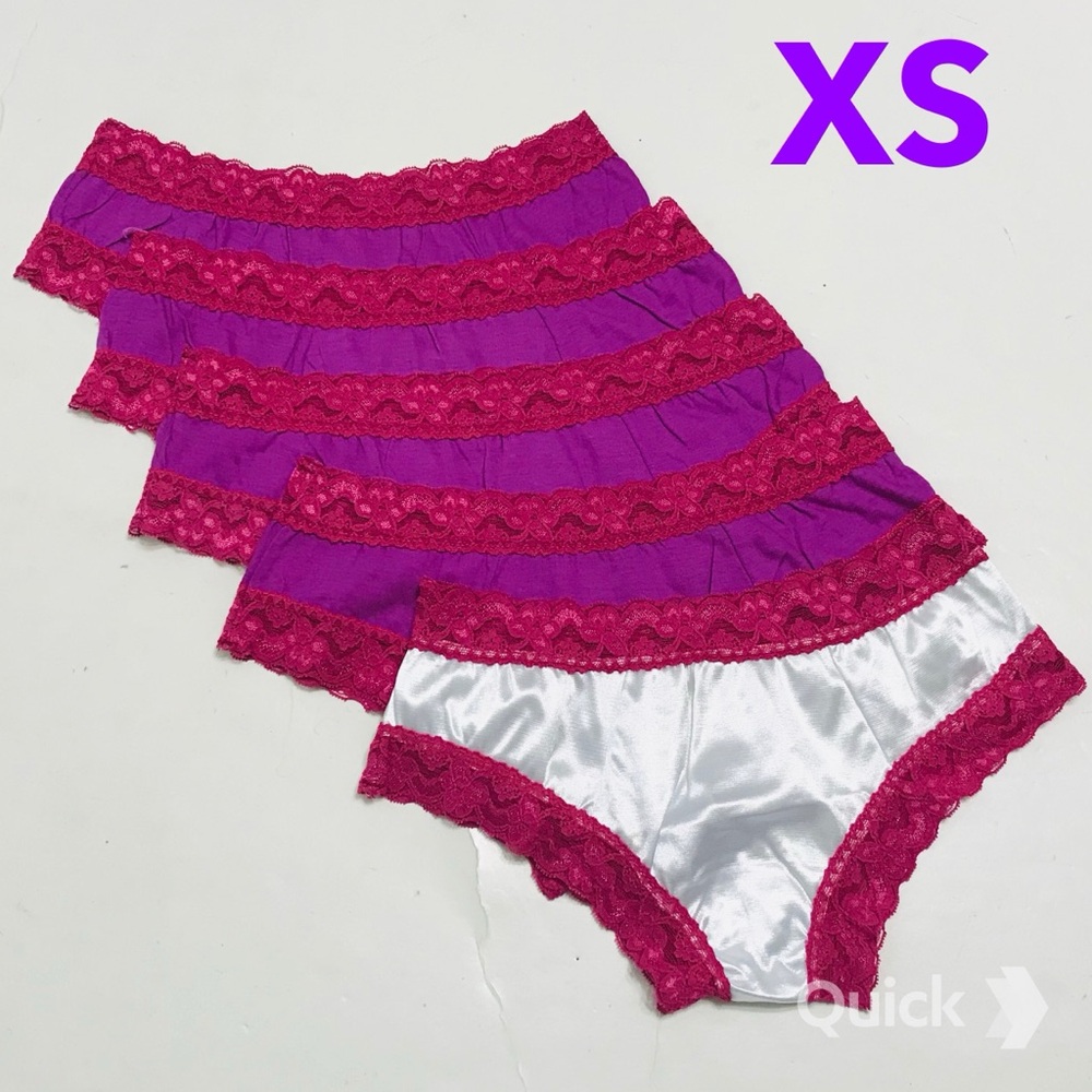 XS - New 5 pcs Pink Lace Trim Ruffled Panties